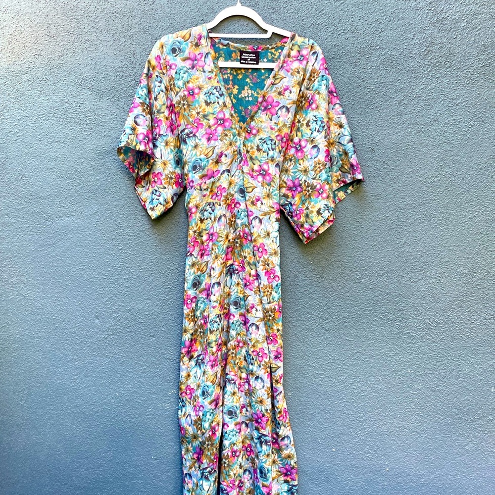 Los Angeles designer Matrushka floral maxi dress butterfly sleeves